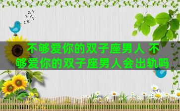 不够爱你的双子座男人 不够爱你的双子座男人会出轨吗